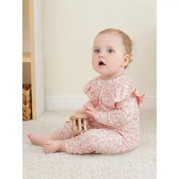 Haloumoning Newborn Baby Girl Floral Two Way Zipper Bodysuit Infant Rompers Clothes