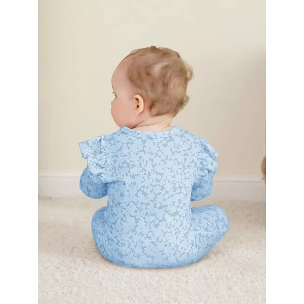 Haloumoning Newborn Baby Girl Floral Two Way Zipper Bodysuit Infant Rompers Clothes