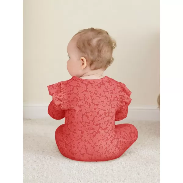 Haloumoning Newborn Baby Girl Floral Two Way Zipper Bodysuit Infant Rompers Clothes