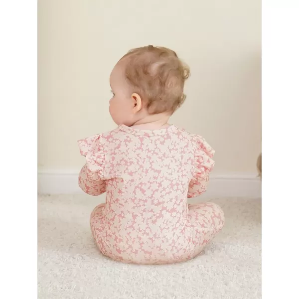 Haloumoning Newborn Baby Girl Floral Two Way Zipper Bodysuit Infant Rompers Clothes