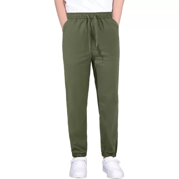 Boys Cargo Pants Kids Drawstring Elastic Waist Uniform Hiking Joggers Trousers with Pockets 5-14 Years