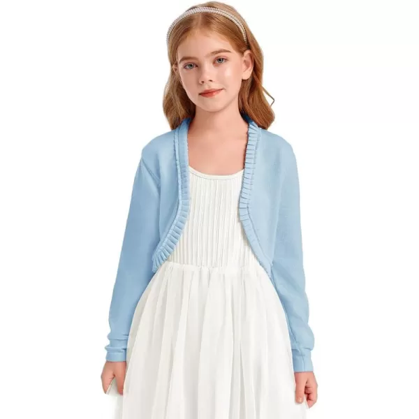 Girls Bolero Shrug Cardigan Sweaters Kids Long Sleeve Cropped Knit Sweater Tops 5-14 Years