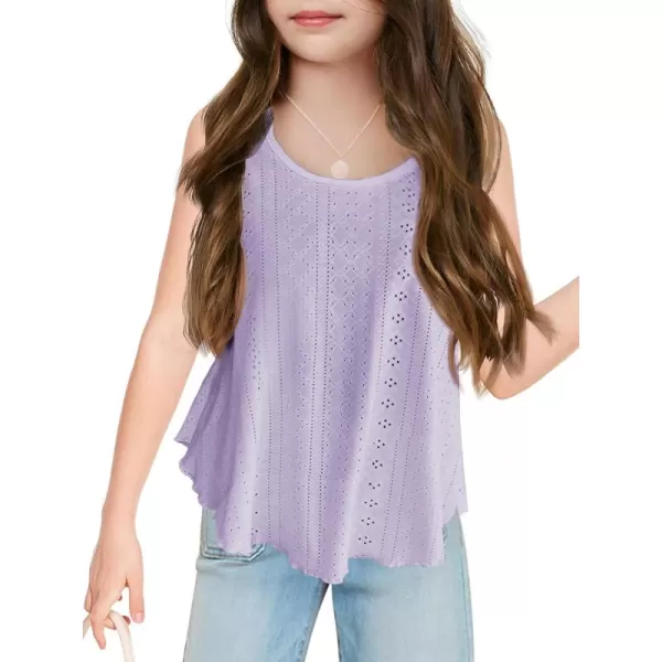 Girls Eyelet Flowy Tank Tops Cute Summer Spaghetti Strap Tops Kids Fashion Embroidery Sleeveless Shirts