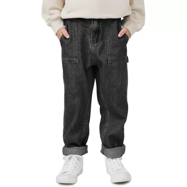 Haloumoning Boys Baggy Jeans Kids Elastic Waist Wide Leg Denim Pants with Pockets 4-14 Years