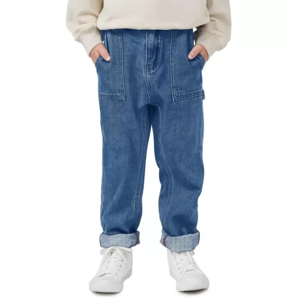 Haloumoning Boys Baggy Jeans Kids Elastic Waist Wide Leg Denim Pants with Pockets 4-14 Years