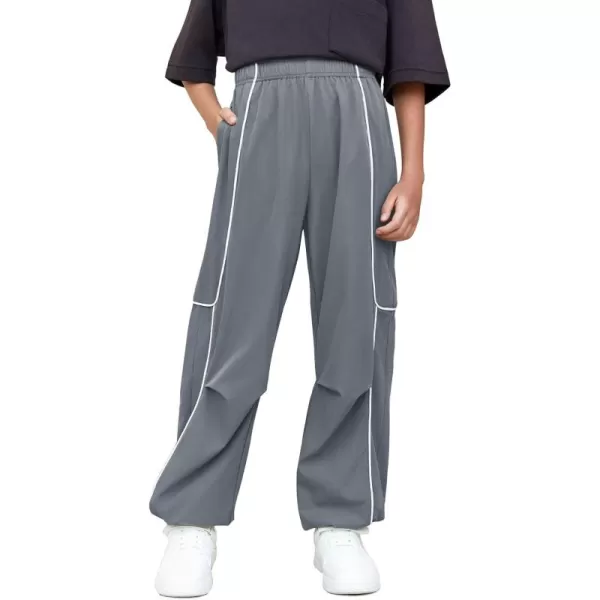Haloumoning Boys Baggy Nylon Track Pants Kids Fashion Side Stripe Parachute Joggers Trousers with Pockets