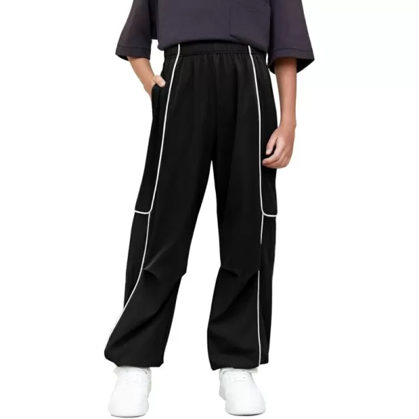 Haloumoning Boys Baggy Nylon Track Pants Kids Fashion Side Stripe Parachute Joggers Trousers with Pockets