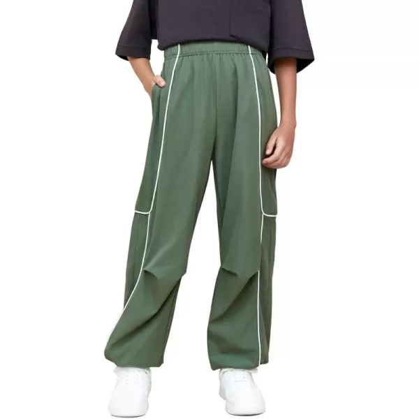 Haloumoning Boys Baggy Nylon Track Pants Kids Fashion Side Stripe Parachute Joggers Trousers with Pockets