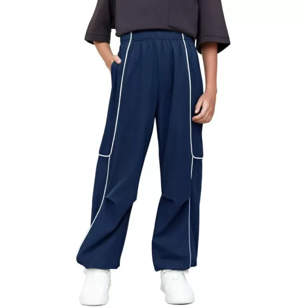 Haloumoning Boys Baggy Nylon Track Pants Kids Fashion Side Stripe Parachute Joggers Trousers with Pockets