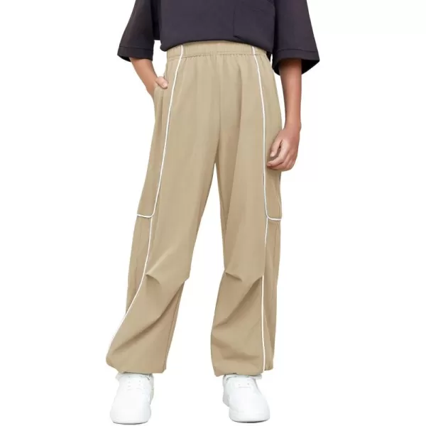 Haloumoning Boys Baggy Nylon Track Pants Kids Fashion Side Stripe Parachute Joggers Trousers with Pockets