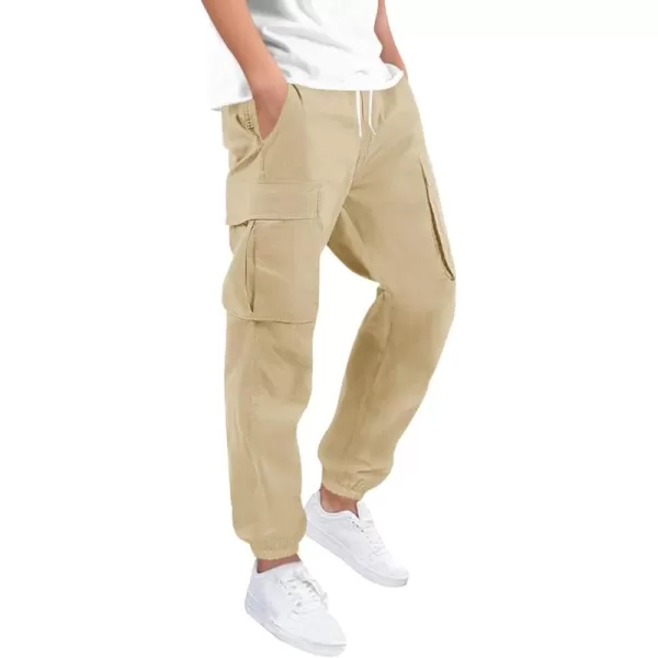 Haloumoning Boys Cargo Pants Casual Kids Joggers Elastic Waist Athletic Loose Straight Sweatpants 5-14 Years