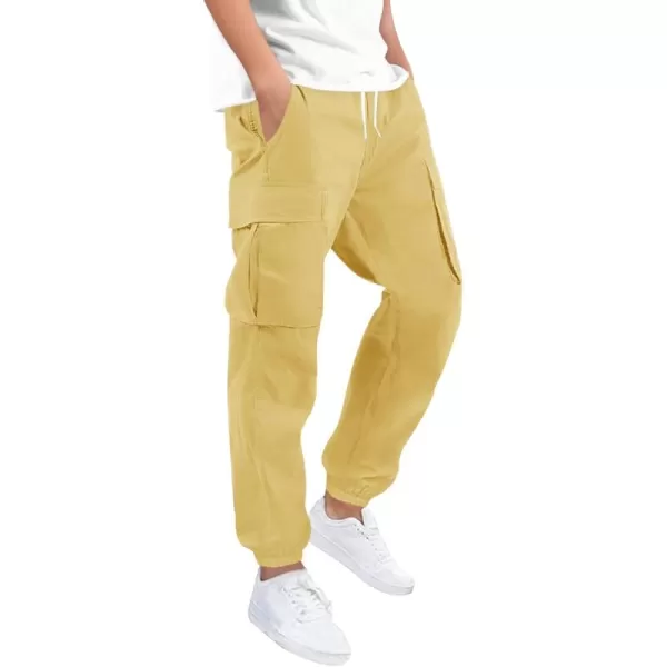 Haloumoning Boys Cargo Pants Casual Kids Joggers Elastic Waist Athletic Loose Straight Sweatpants 5-14 Years