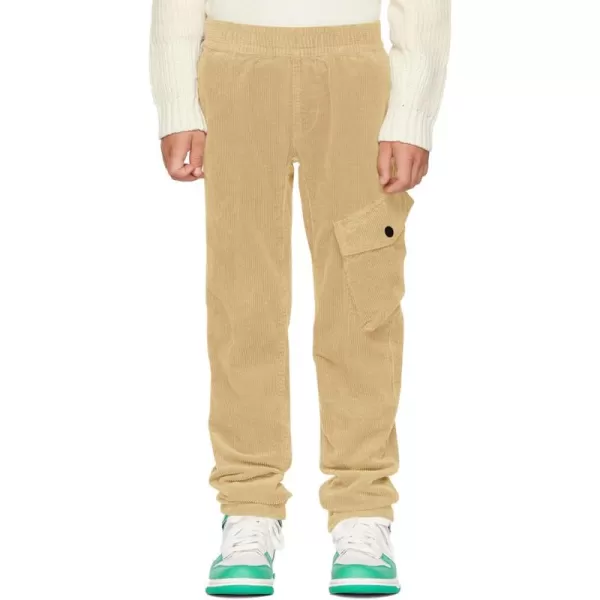 Haloumoning Boys Corduroy Pants Pull on Elastic Waist Slant Pocket Straight Leg Pants 3-14 Years
