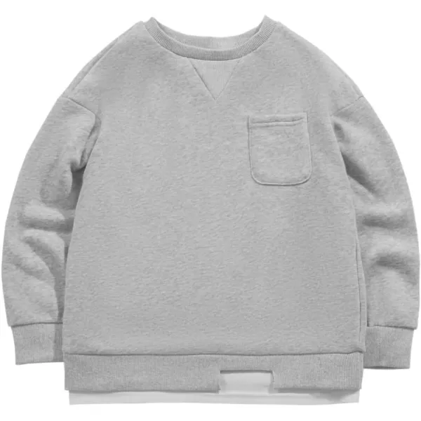 Haloumoning Boys Fleece Lined Sweatshirts Kids Fall Fashion Crewneck Pullover Clothes with Pocket 5-14 Years