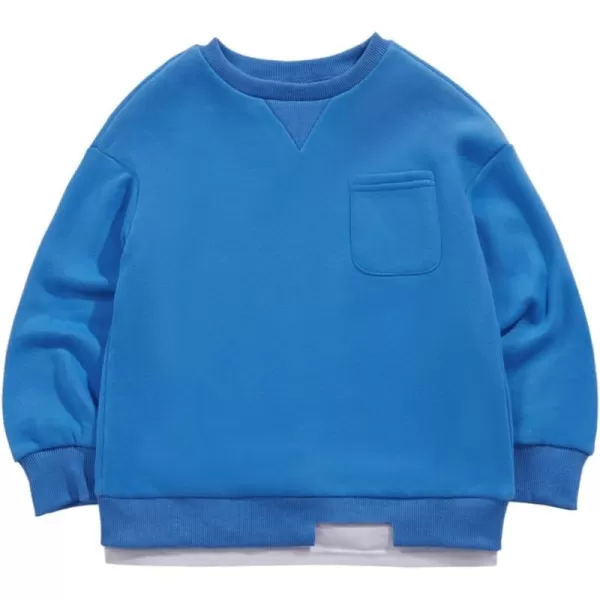 Haloumoning Boys Fleece Lined Sweatshirts Kids Fall Fashion Crewneck Pullover Clothes with Pocket 5-14 Years