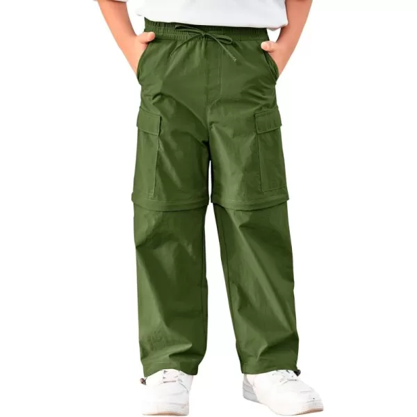Haloumoning Boys Hiking Convertible Pants Kids Drawstring Elastic Waist Quick Dry Pants with Pockets 5-14 Years