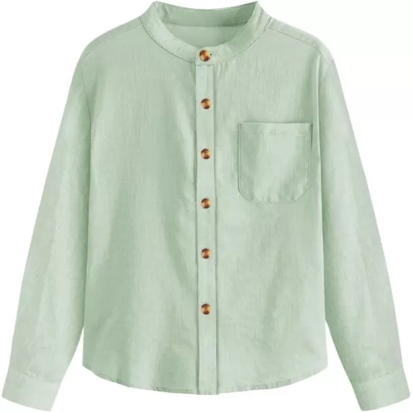 Haloumoning Boys Mandarin Collar Long Sleeve Button Down Shirts 5-14 Years