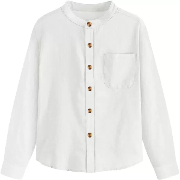 Haloumoning Boys Mandarin Collar Long Sleeve Button Down Shirts 5-14 Years