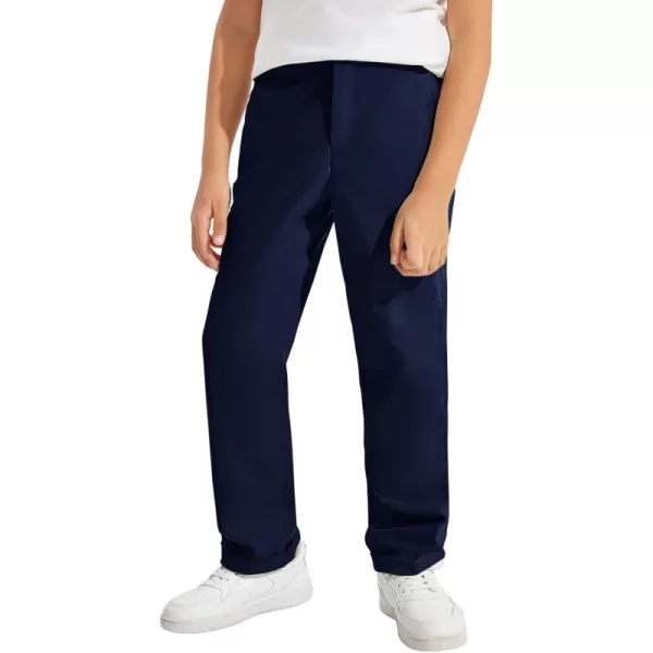 Haloumoning Boys Pants High Waisted Slim Fit Pants School Uniform Chino Pants 5-14 Years