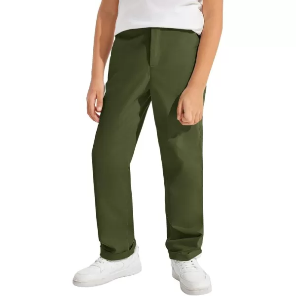 Haloumoning Boys Pants High Waisted Slim Fit Pants School Uniform Chino Pants 5-14 Years