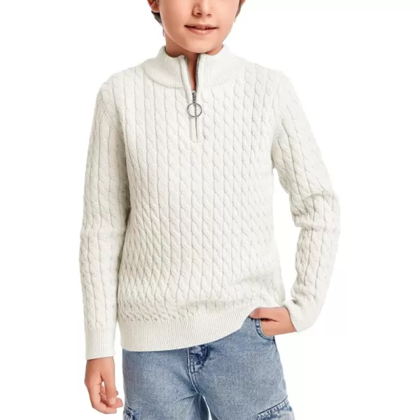 Haloumoning Boys Quarter Zip Cable Knit Sweater Kids Fall Mock Neck Pullover Clothes 5-14 Years