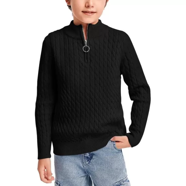 Haloumoning Boys Quarter Zip Cable Knit Sweater Kids Fall Mock Neck Pullover Clothes 5-14 Years