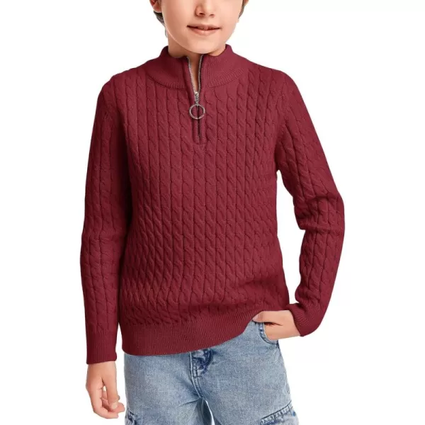 Haloumoning Boys Quarter Zip Cable Knit Sweater Kids Fall Mock Neck Pullover Clothes 5-14 Years