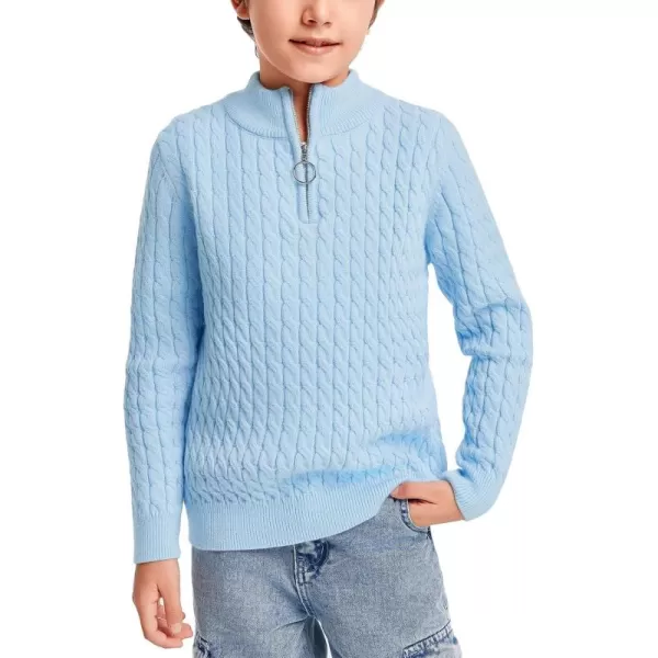 Haloumoning Boys Quarter Zip Cable Knit Sweater Kids Fall Mock Neck Pullover Clothes 5-14 Years