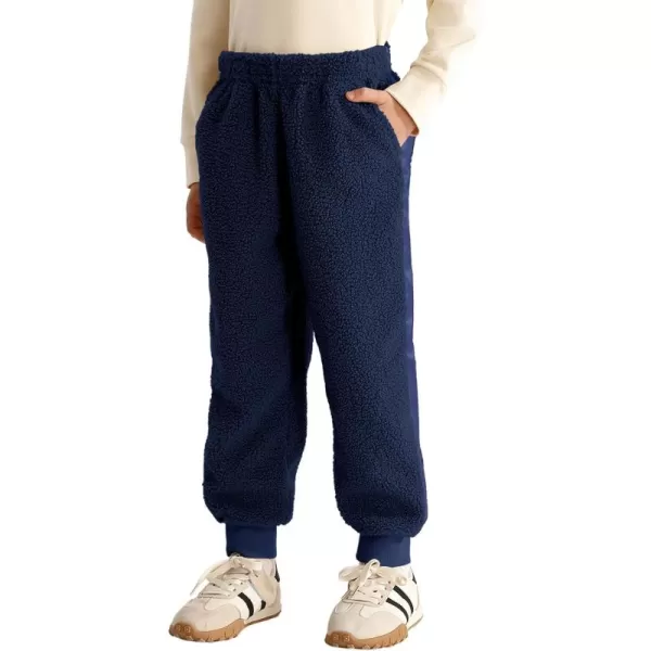Haloumoning Boys Side Stripe Fleece Joggers Casual Elastic Waist Warm Pants with Pockets
