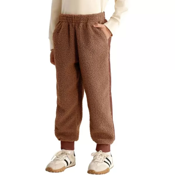 Haloumoning Boys Side Stripe Fleece Joggers Casual Elastic Waist Warm Pants with Pockets