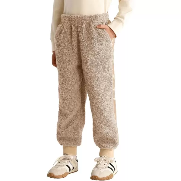 Haloumoning Boys Side Stripe Fleece Joggers Casual Elastic Waist Warm Pants with Pockets