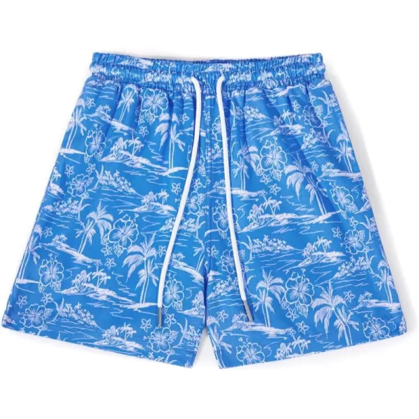 Haloumoning Boys Swim Trunks with Compression Liner Swim Shorts Quick Dry 2 in 1 Beach Shorts 5-14Y