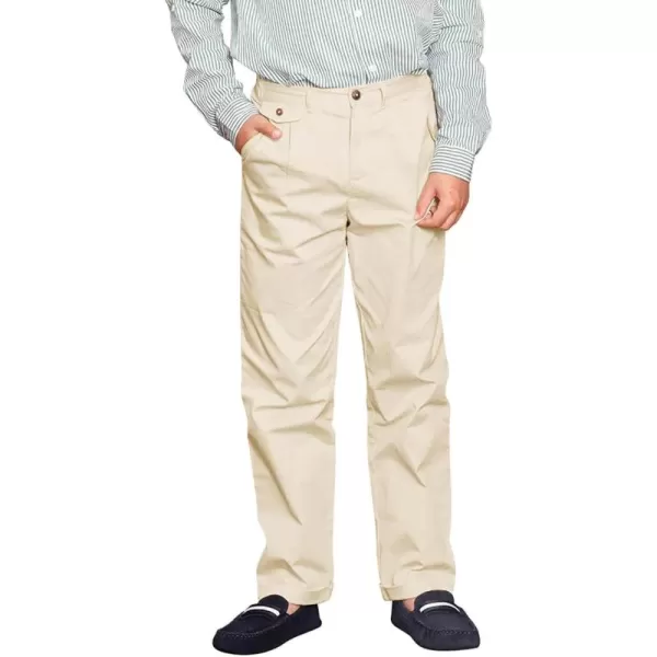 Haloumoning Boys Uniform Pants Elastic Waist Zip Dress Trousers Straight Loose Chino Pants