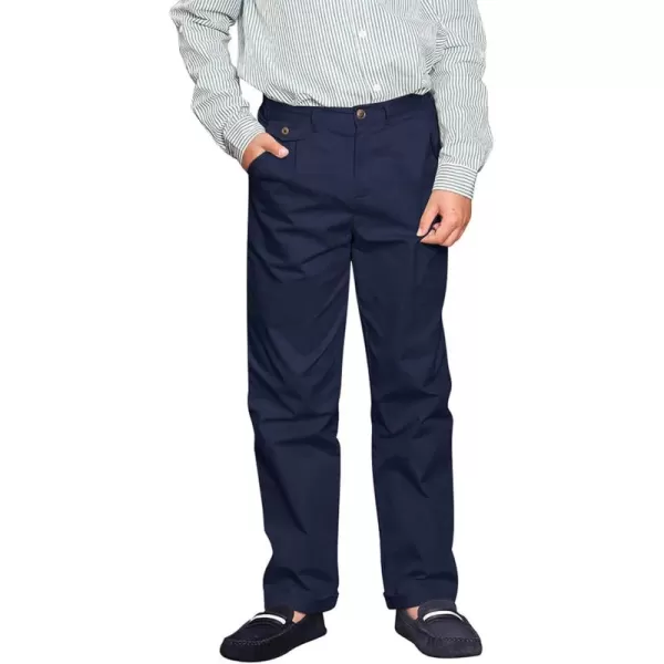Haloumoning Boys Uniform Pants Elastic Waist Zip Dress Trousers Straight Loose Chino Pants