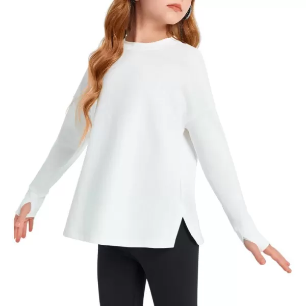 Haloumoning Girls Athletic Shirts Long Sleeve Active Quick Dry Tops Kids Gym Yoga Tees with Thumb holes 5-14 Years
