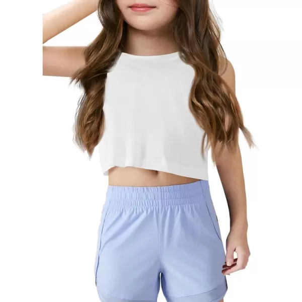 Haloumoning Girls Athletic Tank Tops Kids Sleeveless Crop Tops Mesh Back Workout Cute Sports Shirts 5-14 Years