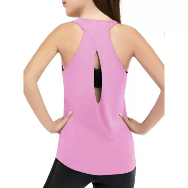 Haloumoning Girls Athletic Tank Tops Racerback Sleeveless Dry Fit Active Sports Running Yoga Shirts