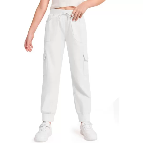 Haloumoning Girls Drawstring Cargo Jogger Pants Kids Quick Dry Slim Fit Sweatpants with Pockets 5-14Years