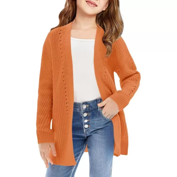 Haloumoning Girls Open Front Cardigan Sweaters Kids Fall Fashion Side Slit Outerwear 5-14 Years
