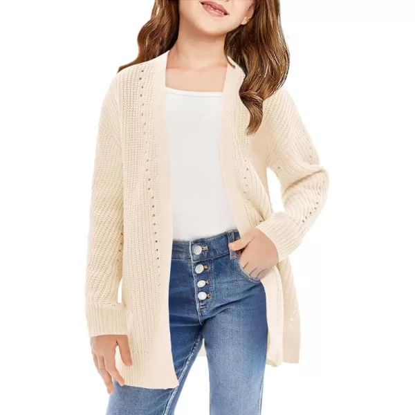 Haloumoning Girls Open Front Cardigan Sweaters Kids Fall Fashion Side Slit Outerwear 5-14 Years