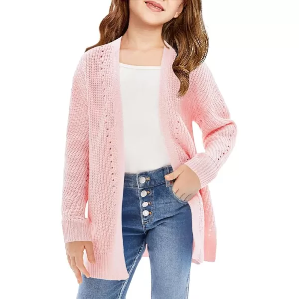 Haloumoning Girls Open Front Cardigan Sweaters Kids Fall Fashion Side Slit Outerwear 5-14 Years