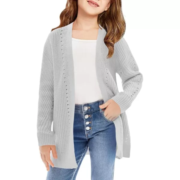 Haloumoning Girls Open Front Cardigan Sweaters Kids Fall Fashion Side Slit Outerwear 5-14 Years
