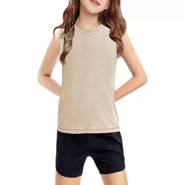 Haloumoning Girls Tank Tops Kids Sleeveless Athletic Lightweight Cute Summer Top Dancewear 5-14 Years