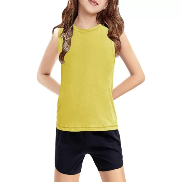 Haloumoning Girls Tank Tops Kids Sleeveless Athletic Lightweight Cute Summer Top Dancewear 5-14 Years