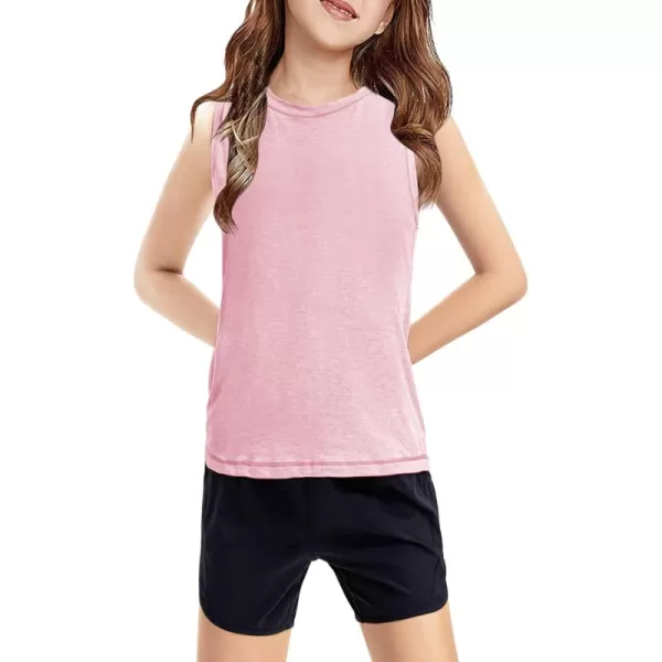 Haloumoning Girls Tank Tops Kids Sleeveless Athletic Lightweight Cute Summer Top Dancewear 5-14 Years