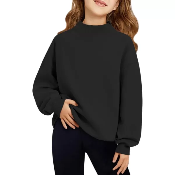 Haloumoning Girls Turtleneck Oversized Sweatshirts Kids Fashion Pullover Long Sleeve Top Clothes 5-14 years