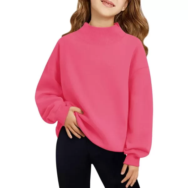 Haloumoning Girls Turtleneck Oversized Sweatshirts Kids Fashion Pullover Long Sleeve Top Clothes 5-14 years