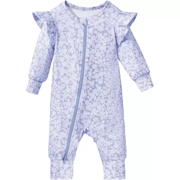 Haloumoning Newborn Baby Girl Floral Two Way Zipper Bodysuit Infant Rompers Clothes