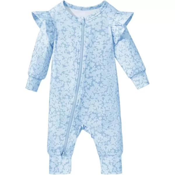 Haloumoning Newborn Baby Girl Floral Two Way Zipper Bodysuit Infant Rompers Clothes