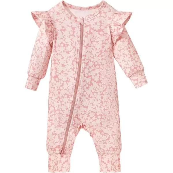Haloumoning Newborn Baby Girl Floral Two Way Zipper Bodysuit Infant Rompers Clothes